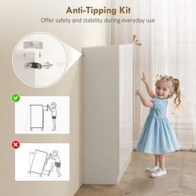 HOMCOM Dulap de Pantofi pentru 25-30 de Pantofi cu Uși Amortizate, Alb Lucios | Aosom Romania