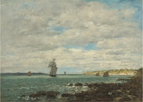 Tablou pe sticlă - Eugène Boudin, Coast of Brittany, reproducere (70x50 cm)