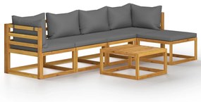 3057605 vidaXL Set mobilier grădină cu perne, 6 piese, lemn masiv acacia