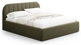 Pat matrimonial verde tapițat cu spațiu de depozitare cu somieră 200x200 cm Juno – Windsor &amp; Co Sofas