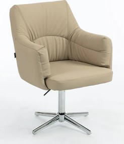 HR840CROSS Scaun Crem Piele Ecologica Premium Soft cu Bază Cromata