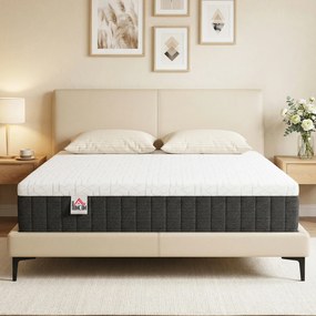 HOMCOM Saltea 140 x 190 cm, grosime 25 cm, spumă cu memorie, arcuri individuale 7 zone, fermitate medie | Aosom Romania