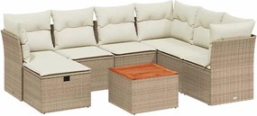 vidaXL Set canapele de grădină, 8 piese, cu perne, bej, poliratan
