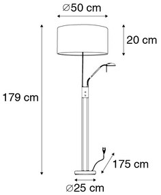 Lampă de podea din oțel și alb cu braț de citit reglabil - Luxor