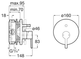 Roca NAIA A5A0B96C00 - baterie de duș pentru montaj încastrat, crom lucios