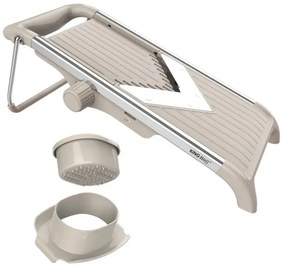 Răzătoare de legume Kinghoff KH 2006, grosime reglabilă, lame în formă de V, Julienne 5 mm, bej/gri