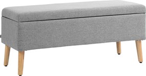 HOMCOM băncuță tapițată cu spațiu de depozitare, material textil tip in, picioare de lemn, capacitate 220 kg, 110x39x45 cm, gri | Aosom Romania