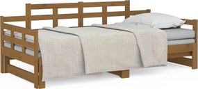 vidaXL Pat extensibil de zi, maro miere, 2x(90x200) cm, lemn masiv pin