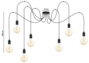 Lustră pe cablu MIROS 7xE27/60W/230V neagră
