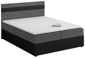 Pat matrimonial Boxspring 160x200 cm Mimosa Comfort (gri șuvițat + Negru) (cu somieră și saltea). 1056232