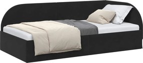 vidaXL Cadru de pat colțar cu headboard Negru 90 cm x 200 cm Catifea