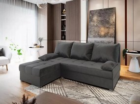 Reducere Canapea Coltar Extensibila ZENA, Gri Inchis, Reversibila Calitate II