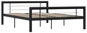 284553 vidaXL Cadru de pat, negru și alb, 140 x 200 cm, metal