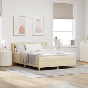 vidaXL Pat cu arcuri și saltea crema de la , 140 x 190 cm, textil
