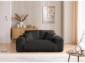 Canapea gri închis cu tapițerie din catifea reiată 178 cm Justin – Ropez