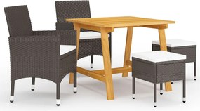 vidaXL Set de masă pentru grădină, 5 piese, maro