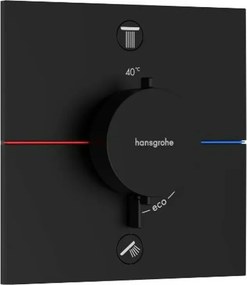 Baterie dus termostatata incastrata negru mat Hansgrohe ShowerSelect Comfort E 2 functii
