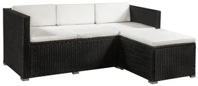 Juskys Set ratan de gradina Punta Cana L - perne negre/crem