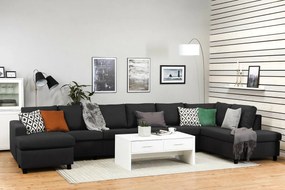 Colțar Scandinavian Choice C177 Negru, Antracit, 407x199x79cm, Picioare: Plastic
