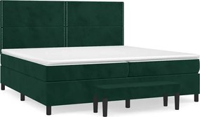 vidaXL Pat box spring cu saltea, verde închis, 200x200 cm, catifea