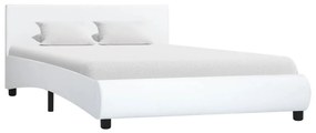 285489 vidaXL Cadru de pat cu LED, alb, 140 x 200 cm, piele ecologică