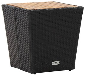 vidaXL Masă de ceai negru 41,5x41,5x43 cm poliratan lemn masiv acacia