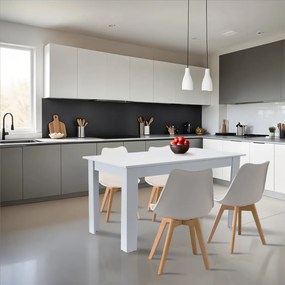 Set de masă Zara 4+1 alb-alb