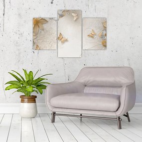 Tablou - Flori cu fluturi (90x60 cm)