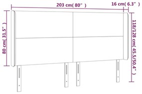 Tablie de pat cu aripioare gri inchis 203x16x118 128 cm catifea 1, Morke gra, 203 x 16 x 118 128 cm