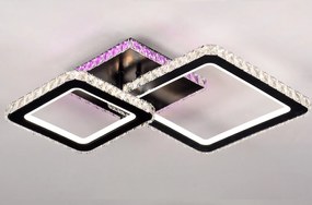 Lustra LED Cu Telecomanda, Elit's Cristal, 2 Patrate, Negru, 70W, RGB