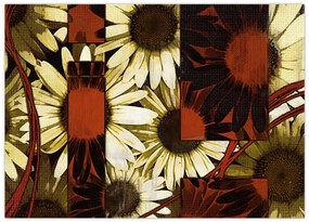 Tablou pe sticlă cu flori (70x50 cm)