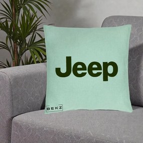 Perna Personalizata cu emblema Jeep, 40x40 cm, Verde Menta, Husa Detasabila, Perna Inclusa, BEKZ®