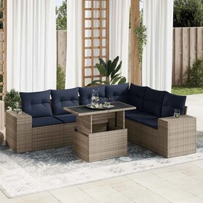 vidaXL Set mobilier de grădină cu perne, 14 piese, gri, poliratan