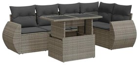 3326641 vidaXL Set mobilier grădină cu perne, 6 piese, gri, poliratan