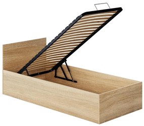 Pat de o persoană 90 cm Discutibles (stejar sonoma) (cu somieră) (cu sp. depozitare). 1116312