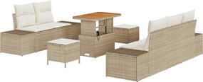 vidaXL Set de canapele pentru grădină cu pernă 8 pcs Bej Rattan poli