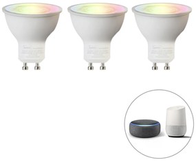 Set de 3 becuri LED inteligente GU10 RGBW 5W 350lm 2200-4000K