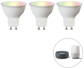 Set de 3 becuri LED inteligente GU10 RGBW 5W 350lm 2200-4000K