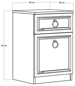 Noptieră 63x40 cm alb