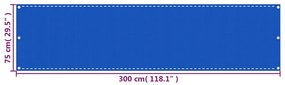 Paravan de balcon, albastru, 75x300 cm, HDPE Albastru, 75 x 300 cm