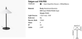 Lampa de podea iluminat exterior decorativ SAIGON 115/R55 gri/alb