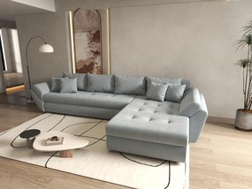 Colțar extensibil dumonde cu ladă de depozitare si sezut confortabil din spuma high-density, Loana XL Zoom Grey II 335x185 cm