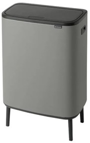 Cos de gunoi Brabantia Bo Touch Hi 1001266, 2x30 L, Perfect langa perete, Reglare picioare, Acoperit cu minerale, Gri