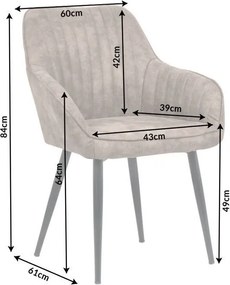 Set de 2 scaune elegante, cu brate si tapiterie din microfibra, Turin taupe A-38790 VC