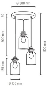Lustră pe cablu ALESSANDRO 3xE27/60W/230V