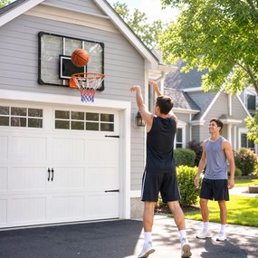 SPORTNOW Coș de Baschet de Perete pentru Exterior 113 x 73 cm, Inel Ø45 cm și Plasă, Negru | Aosom Romania