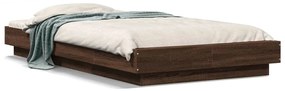 3281153 vidaXL Cadru de pat cu LED, stejar maro, 90x190 cm, lemn prelucrat