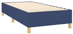 Pat box spring cu saltea, albastru, 90x190 cm, textil Albastru, 90 x 190 cm, Culoare unica si cuie de tapiterie