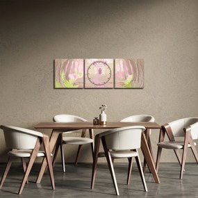 Tablou - Călătorie în regatul roz (cu ceas) (90x30 cm)