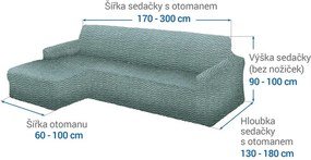 Gaico Huse bielastice CRISTINA mentă canapea cu otoman stânga (l. 170 - 300 cm)